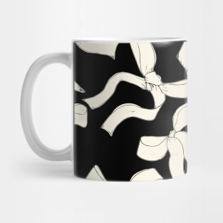 Coquette cream beige bows on a black background pattern Mug